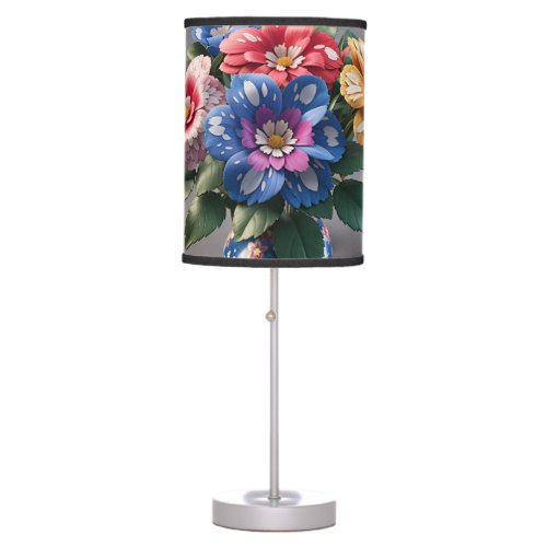 Vinca flowers vase table lamp