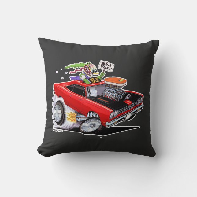 Vince Crain BIRD FINK 1969 red muscle car Throw Pillow (Front)