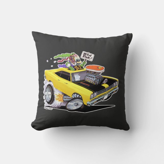 Vince Crain BIRD FINK 1969 yellow muscle car Throw Pillow (Front)