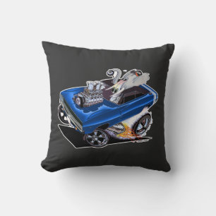 Vince Crain blue FULL CHARGE 1968 muscle  Throw Pillow