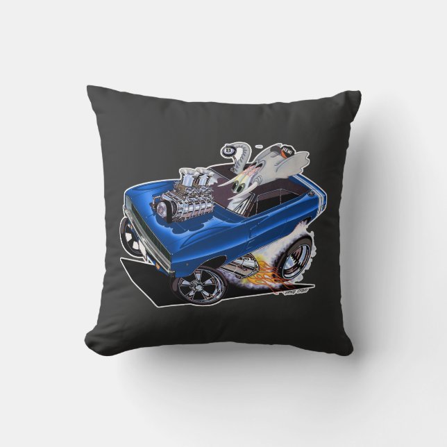 Vince Crain blue FULL CHARGE 1968 muscle  Throw Pillow (Front)
