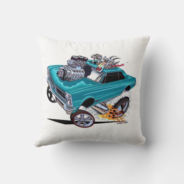 Vince Crain GOATINATOR blue 1965 GTO Throw Pillow (Back)