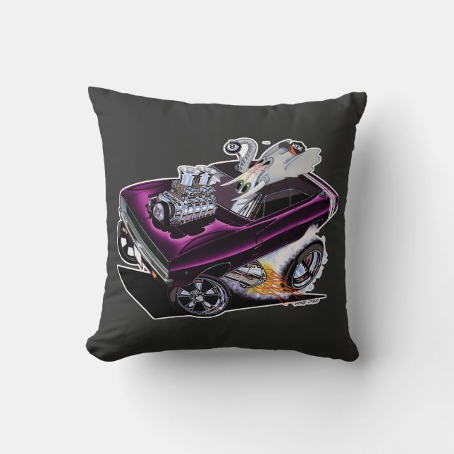 Vince Crains High 1968 plum crazy "FULL CHARGE" Throw Pillow (Front)