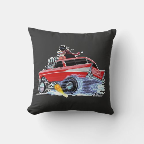 Vince Crains High Octane Art 1957 Chevy NOMAD Throw Pillow
