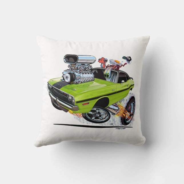 Vince Crains High Octane Art, 1970 Challenger R/T Throw Pillow (Back)