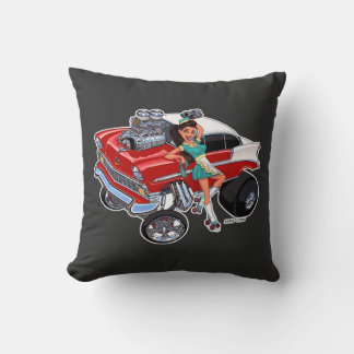 Vince Crains High Octane Art, "FAST FOOD" 56 chevy Throw Pillow