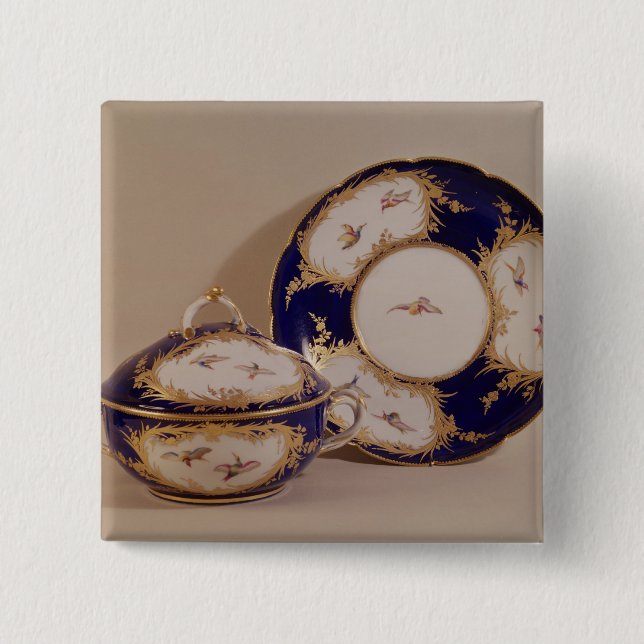 Vincennes bowl and stand, c.1745 pinback button (Front)
