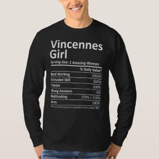 Vincennes Girl In Indiana Funny City Home Roots Us T-Shirt