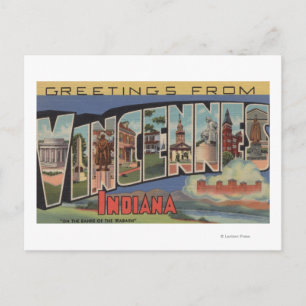 Vincennes, Indiana - Large Letter Scenes Postcard