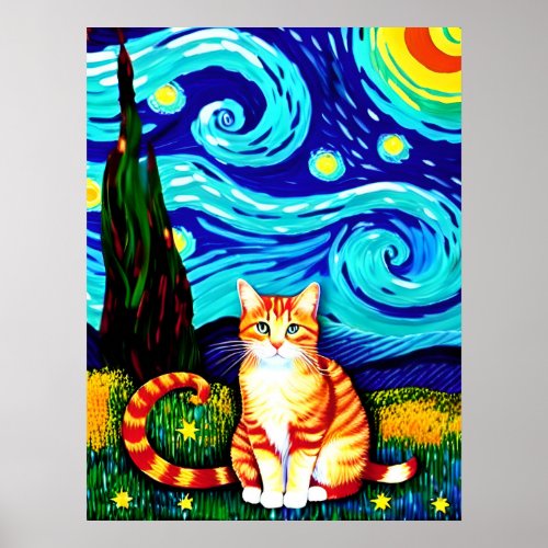 Vincent Cat Gogh Poster