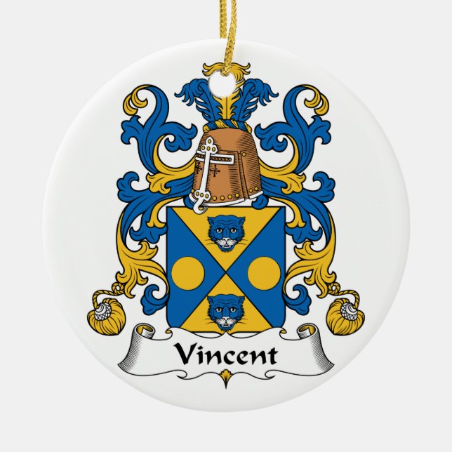 Vincent Family Crest Ceramic Ornament (Front)