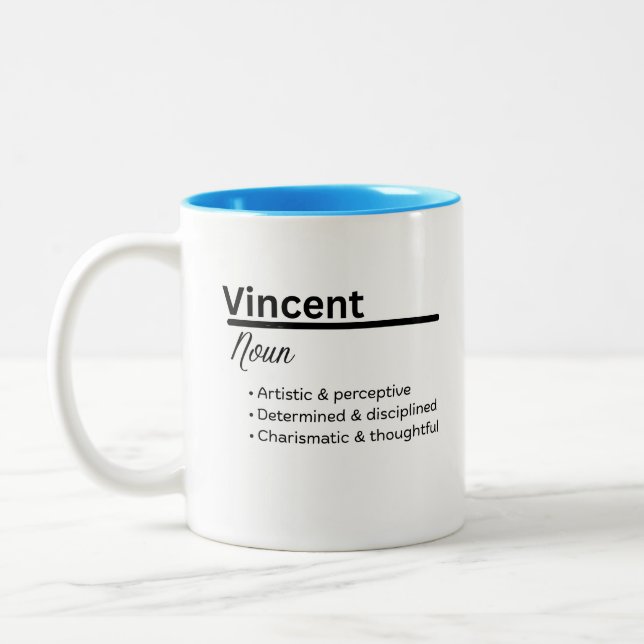 Vincent Name Meaning Mug | Personalized Boy Name (Left)