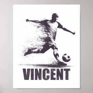 Vincent Soccer Boys Personalized First Name Vincen Poster