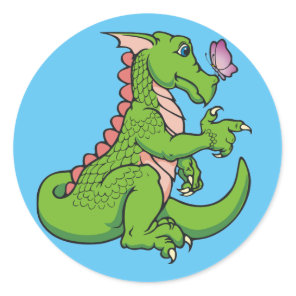 Vincent, the friendly dragon classic round sticker