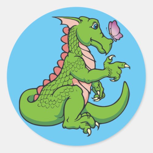 Vincent the friendly dragon classic round sticker