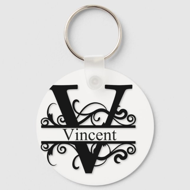 Vincent V Monogram Keychain (Front)
