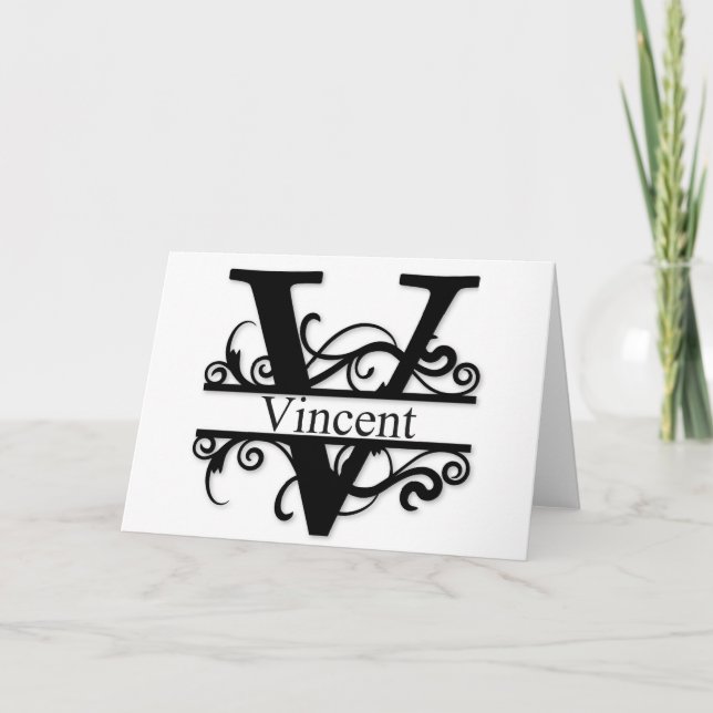 Vincent V Monogram Note Card (Front)