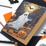 Vincent van Ghost Halloween Card<br><div class="desc">This funny card,  a parody of Vincent van Gogh’s painting "Starry Night",  features a spooky ghost and carved pumpkins. The inside text reads: Vincent van Ghost hopes you have a spooky night. Click "Personalize this Template" to easily change or remove the featured text.</div>