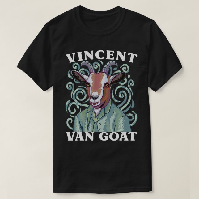 Vincent Van Goat Funny Van Gogh Art Pun Humor Gag  T-Shirt (Design Front)