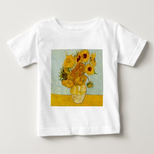 Vincent Van Gogh 12 Sunflowers Impressionist Baby T_Shirt