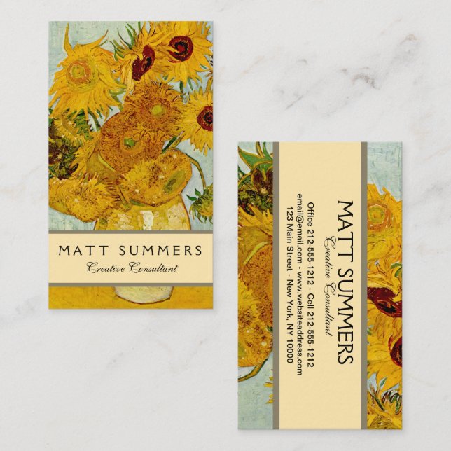 Vincent Van Gogh 12 Sunflowers Impressionist Business Card (Front/Back)