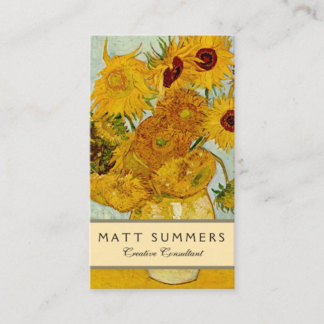 Vincent Van Gogh 12 Sunflowers Impressionist Business Card (Front)
