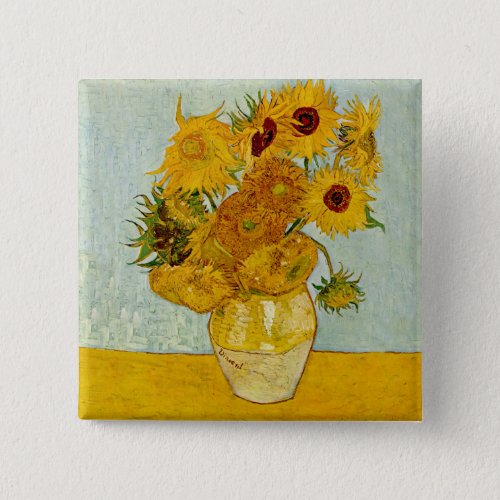 Vincent Van Gogh 12 Sunflowers Impressionist Button