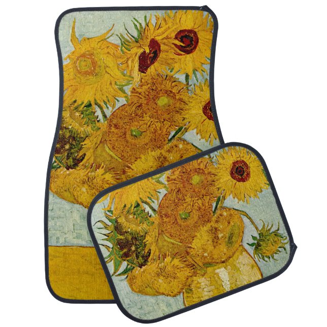 Vincent Van Gogh 12 Sunflowers Impressionist Car Floor Mat (Set)