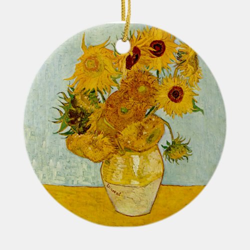 Vincent Van Gogh 12 Sunflowers Impressionist Ceramic Ornament