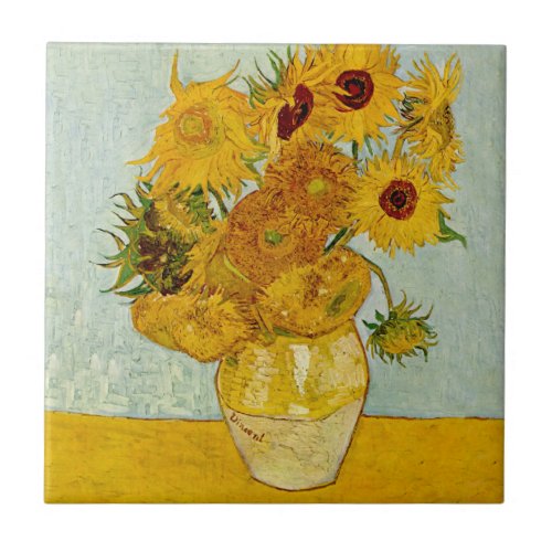 Vincent Van Gogh 12 Sunflowers Impressionist Ceramic Tile