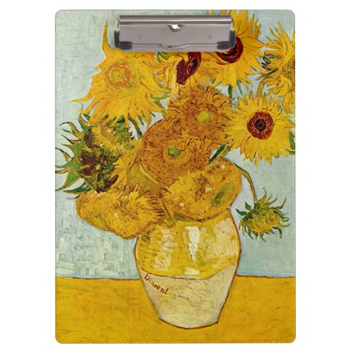 Vincent Van Gogh 12 Sunflowers Impressionist Clipboard