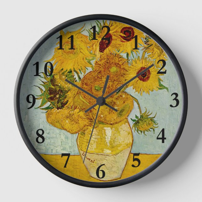 Vincent Van Gogh 12 Sunflowers Impressionist Clock (Front)