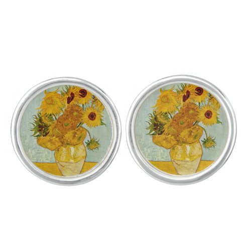 Vincent Van Gogh 12 Sunflowers Impressionist Cufflinks
