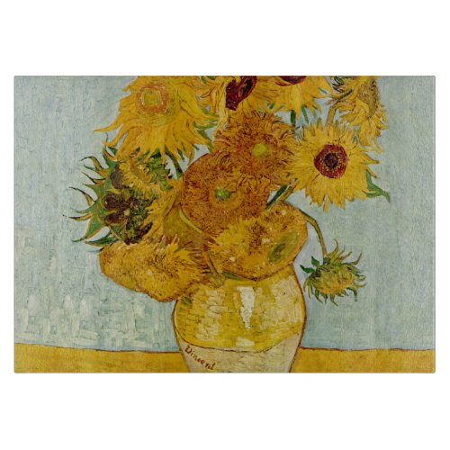 Vincent Van Gogh 12 Sunflowers Impressionist Cutting Board