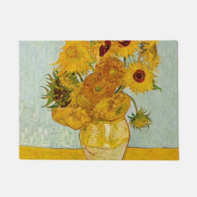 Vincent Van Gogh 12 Sunflowers Impressionist Doormat (Front)