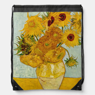 Vincent Van Gogh 12 Sunflowers Impressionist Drawstring Bag