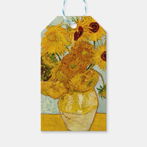 Vincent Van Gogh 12 Sunflowers Impressionist Gift Tags