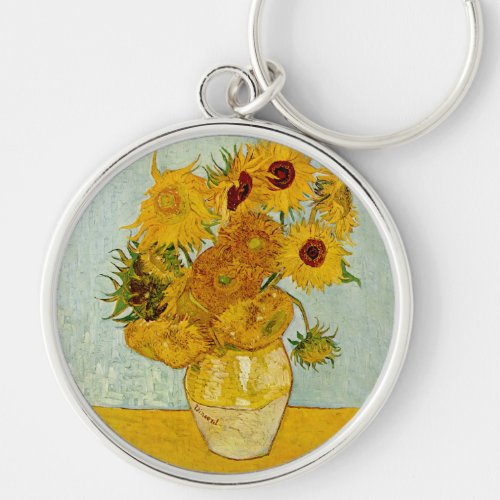 Vincent Van Gogh 12 Sunflowers Impressionist Keychain
