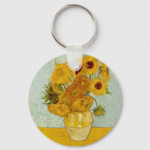 Vincent Van Gogh 12 Sunflowers Impressionist Keychain