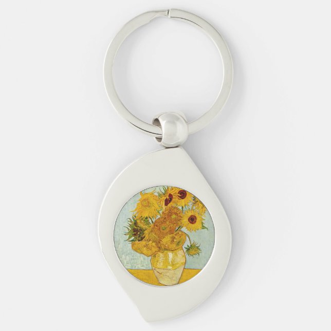 Vincent Van Gogh 12 Sunflowers Impressionist Keychain (Front)