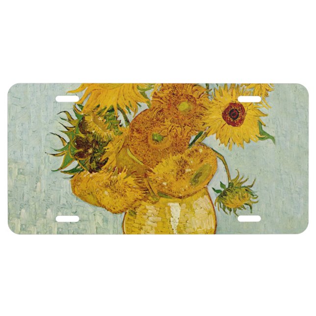 Vincent Van Gogh 12 Sunflowers Impressionist License Plate (Front)
