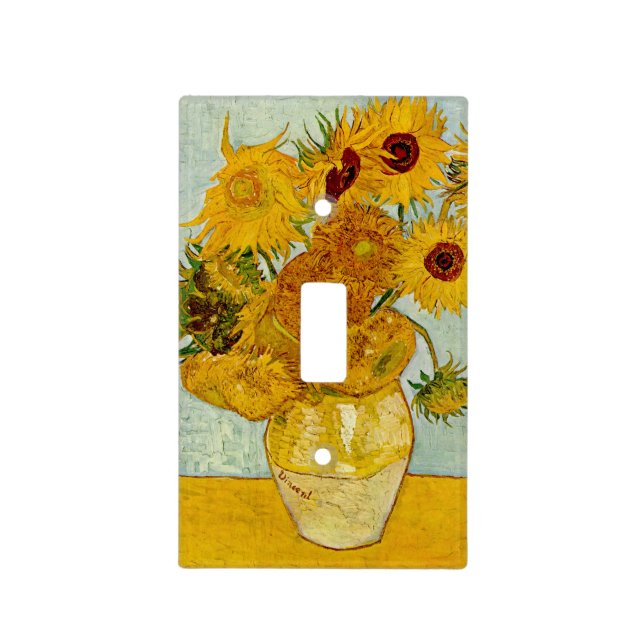 Vincent Van Gogh 12 Sunflowers Impressionist Light Switch Cover (Front)