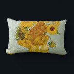 Vincent Van Gogh 12 Sunflowers Impressionist Lumbar Pillow<br><div class="desc">Vincent Van Gogh's Vase with 12 Sunflowers is one of Van Gogh's famous Sunflower series. This painting of sunflowers is part of Van Gogh's second set of beautiful impressionist sunflower paintings, which he created in 1888. The sunflowers are yellow against a background of light blue. As in all of Van...</div>