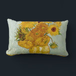 Vincent Van Gogh 12 Sunflowers Impressionist Lumbar Pillow<br><div class="desc">Vincent Van Gogh's Vase with 12 Sunflowers is one of Van Gogh's famous Sunflower series. This painting of sunflowers is part of Van Gogh's second set of beautiful impressionist sunflower paintings, which he created in 1888. The sunflowers are yellow against a background of light blue. As in all of Van...</div>