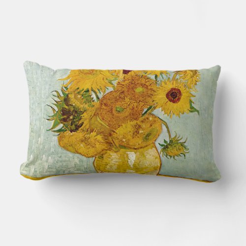 Vincent Van Gogh 12 Sunflowers Impressionist Lumbar Pillow