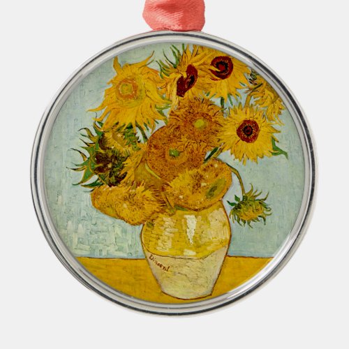 Vincent Van Gogh 12 Sunflowers Impressionist Metal Ornament