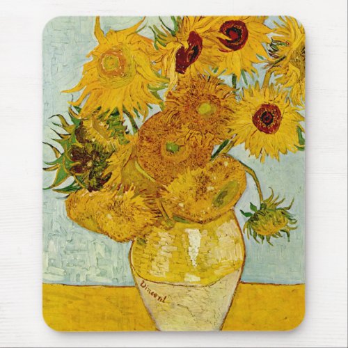 Vincent Van Gogh 12 Sunflowers Impressionist Mouse Pad