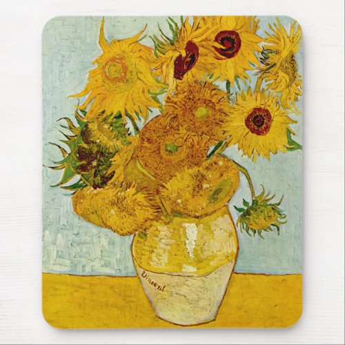 Vincent Van Gogh 12 Sunflowers Impressionist Mouse Pad