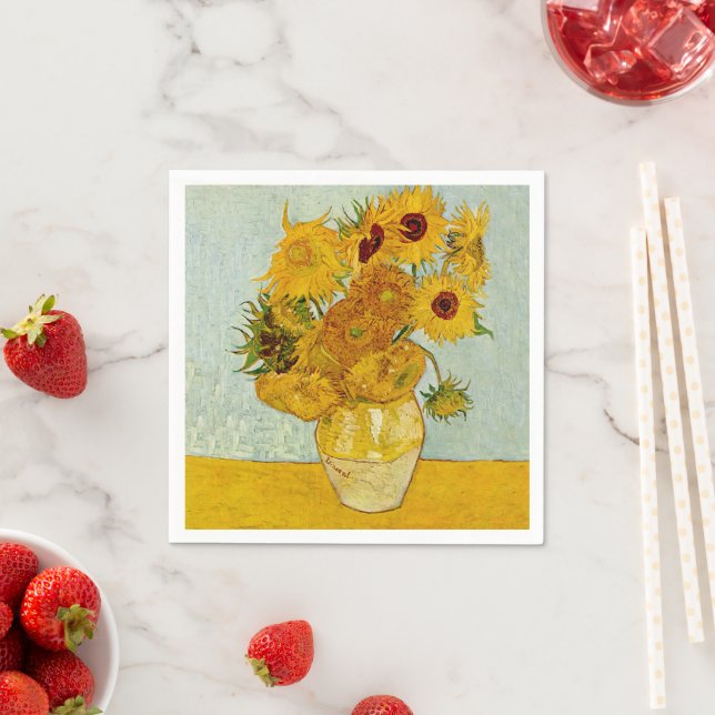 Vincent Van Gogh 12 Sunflowers Impressionist Napkins (Insitu)