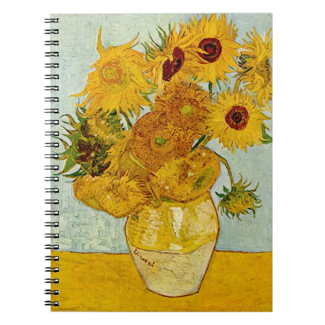 Vincent Van Gogh 12 Sunflowers Impressionist Notebook (Front)